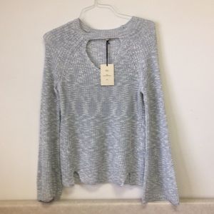 Pink Rose Choker Collar Blue Bell Sleeve Sz L